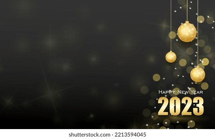 happy new year 2023 background with gold decoration,