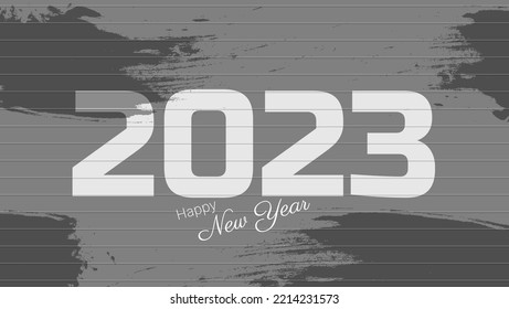 happy new year 2023 background with striped background and grunge. vector illustration