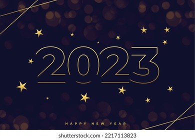 happy new year 2023 background in line style with bokeh effect vector