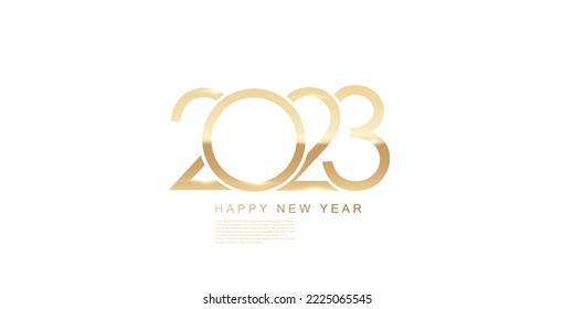 diseño de fondo feliz año nuevo 2023 con ilustración vectorial de fuente dorada de lujo
