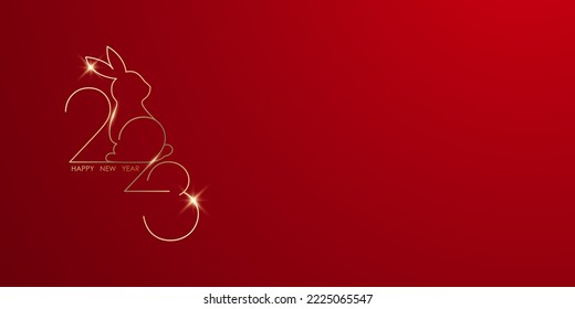 happy new year 2023 background design with rabbit vector illustration with ornate golden font