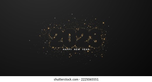 happy new year 2023 background design with elegant golden confetti vector illustration