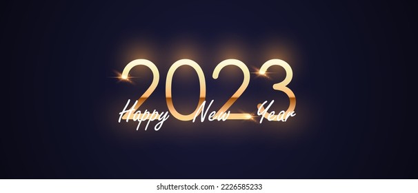 happy new year 2023 background design with luxury golden font vector illustration