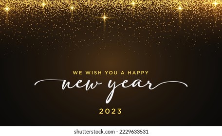 Happy new year 2023 background with golden glitters