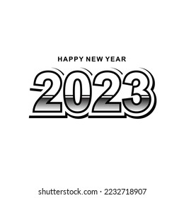
happy new year 2023 background vector design. festive happy new year 2023 greeting card template. 2023 logo. New year monogram typography with white background and black and white writing