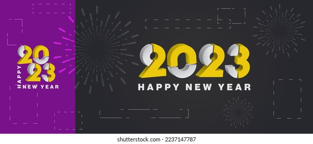 Feliz año nuevo 2023. Diseño moderno de diseño minimalista y depurado.