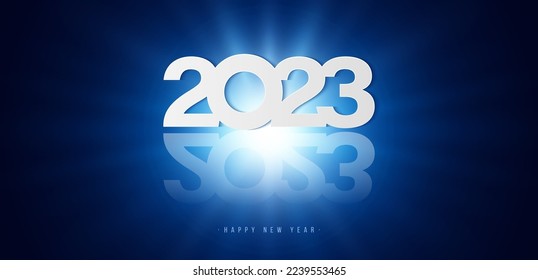 Happy new year 2023 background with light effect. Holiday greeting card design. Suit for poster, greeting card, banner, cover, website, flyer. Vector illustration