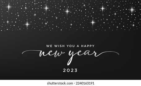 Happy new year 2023 background with silver sparkles