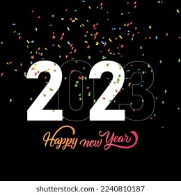 Happy New Year, 2023, background, concept, Vector illustration, vector, greeting card, social media post, banner, poster, flyer, typography design