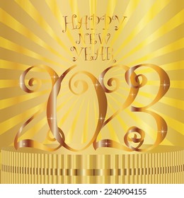 Happy New Year 2023 Background Design.podium texture,Greeting Card, Banner, Poster.etc