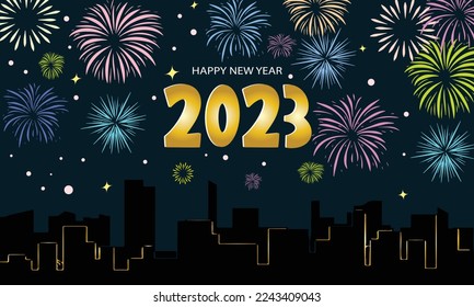 Happy new year 2023 background firework party