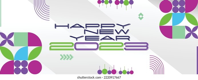happy new year 2023 banner poster fb cover abstract geometric colorful design
