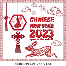 Happy New Year 2023 banner in Chinese design illustration