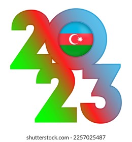 Happy New Year 2023 banner with Azerbaijan flag inside. Vector illustration.