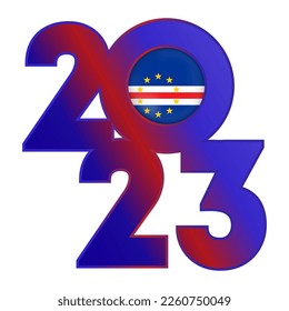 Happy New Year 2023 banner with Cape Verde flag inside. Vector illustration.