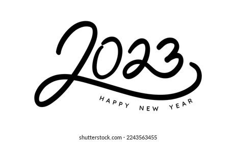 Happy New Year 2023 , 2023 calligraphy handwriting isolated on white background, , Illustration Vector EPS 10