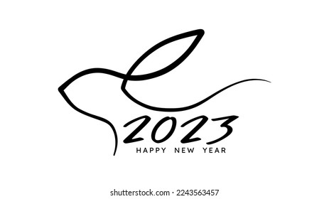 Happy New Year 2023 , 2023 calligraphy handwriting isolated on white background, , Illustration Vector EPS 10