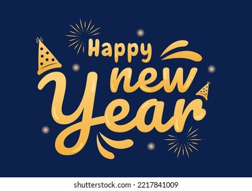 Happy New Year 2023 Celebration Template Hand Drawn Cartoon Flat Background Illustration with Fireworks, Ribbons and Confetti Design