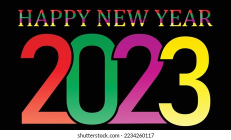 Happy new year 2023 celebration banner on black background. Vector illustration.