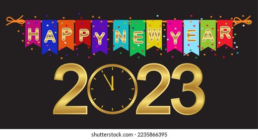 Happy new year 2023. New year celebration. 2023 Happy New Year Background Design.