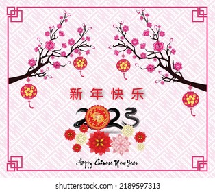 Happy new year 2023, Chinese new year, Year of the Rabbit
(Translation : Happy new year)
