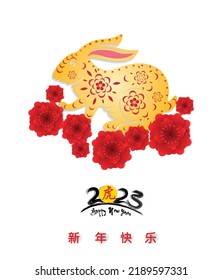 Happy new year 2023, Chinese new year, Year of the Rabbit
(Translation : Happy new year)
