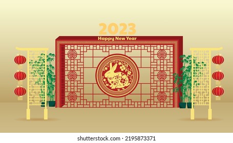 Happy new year 2023, Chinese new year, 3d podium art Chinese new year, OMid Autumn Festival. (translation:chinese new year)