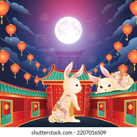 Happy new year 2023, Chinese new year, Year of the rabbit, Happy lunar new year 2023, Rabbit Illustration 