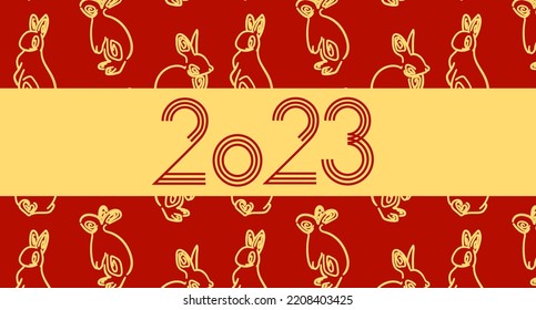 Happy new year 2023, Chinese new year, Year of the Rabbit, Zodiac sign for greetings card, invitation, posters, brochure, calendar, flyers, banners. Chinese rabbit.