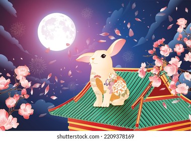 Happy new year 2023, Chinese new year, Year of the rabbit, Happy lunar new year 2023, Rabbit Illustration 