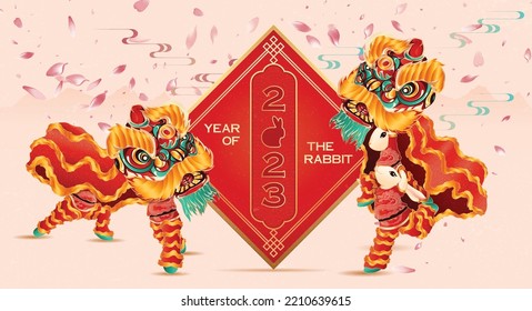 Happy new year 2023, Chinese new year, Year of the rabbit, Happy lunar new year 2023, Rabbit Illustration 