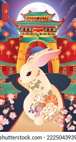 Happy new year 2023, Chinese new year, Year of the rabbit, Happy lunar new year 2023, Rabbit Illustration 