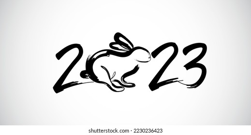 Happy new year 2023, Chinese new year, Year of the rabbit for greeting card, poster, banner, brochure, calendar. asian design on white background. vector design. 