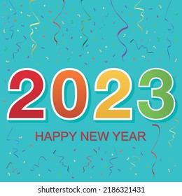 Happy New Year 2023 With Confetti.