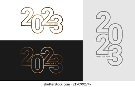 Happy New Year 2023 creative logo text design. Collection of 2023 number modern concept. Vector illustration