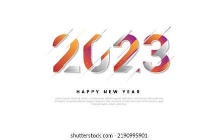 Happy New Year 2023. Creative abstract number of 2023 gradient color on white background. Template design for poster, calendar, banner, flyer, web. Vector illustration