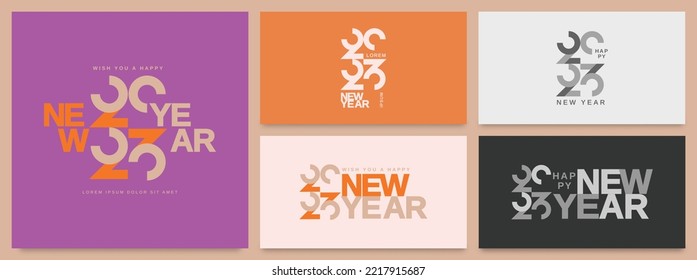 Happy new year 2023. Creative concept of 2023 new year with trendy and modern typeface design for card, banner, template, poster, flyer, cover and media post