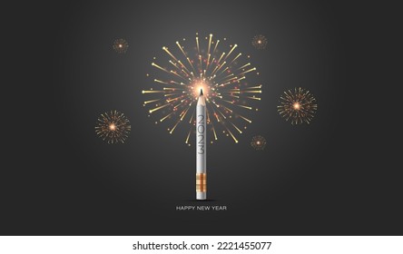 Happy New Year 2023 Creative concept Design. Poster banner greeting card. Vector illustration.