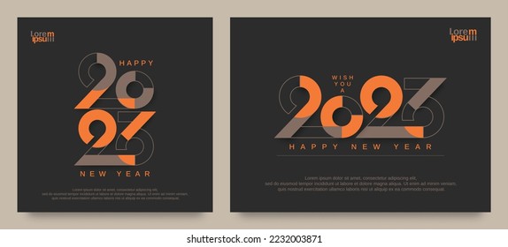 Happy new year 2023. Creative concept of 2023 new year with modern typeface number for social media template, card and banner