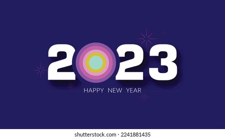 Feliz año nuevo 2023, imagen vectorial de tipografía creativa