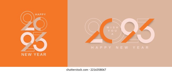 Happy new year 2023 design template. Modern trendy design with minimalist and clean design and modern color