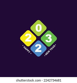 Happy new year 2023 design vector rhombus shape rainbow color