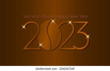 Happy New Year 2023 Enjoy a good time with your favorite coffee. Coffee Poster Advertisement Flyers Vector Illustration. Greeting Card. Banner. 