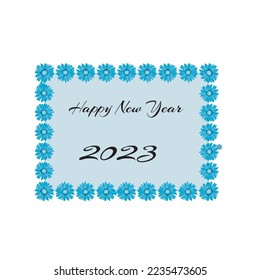 happy new year 2023 eps vector frame border blue