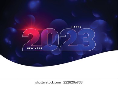 happy new year 2023 event card with bokeh effect vector 