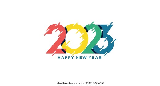 happy new year 2023 flat design on white background