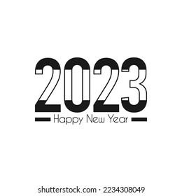 Feliz año nuevo 2023. Vector de diseño plano. Fondo blanco.
