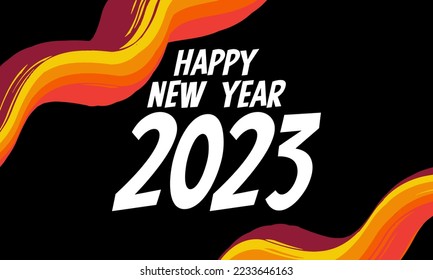 happy new year 2023 with fluid wavy colorful frame border for banner, poster, social media