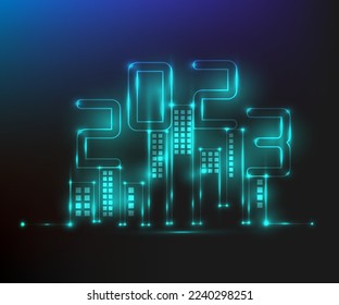 Frohes Neujahr 2023 des Zukunftswachstumskonzepts 2023 von World.City