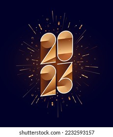 Happy New Year 2023. Geometric bright style for happy new year 2023. Holiday background, happy new year symbol for web, print. Greeting card, banner, poster with inscription 2023. Vector Illustration